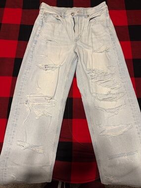 American Eagle Outfitters Light Blue Distressed Straight Jeans